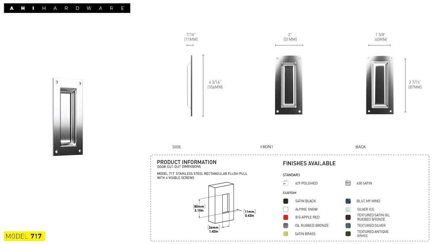 AHI Hardware Montreal Door Hardware Products No.717 AHI Hardware