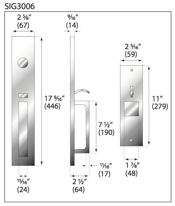 AHI Hardware Montreal Door Hardware Products No.3006 Entry Grip Sets