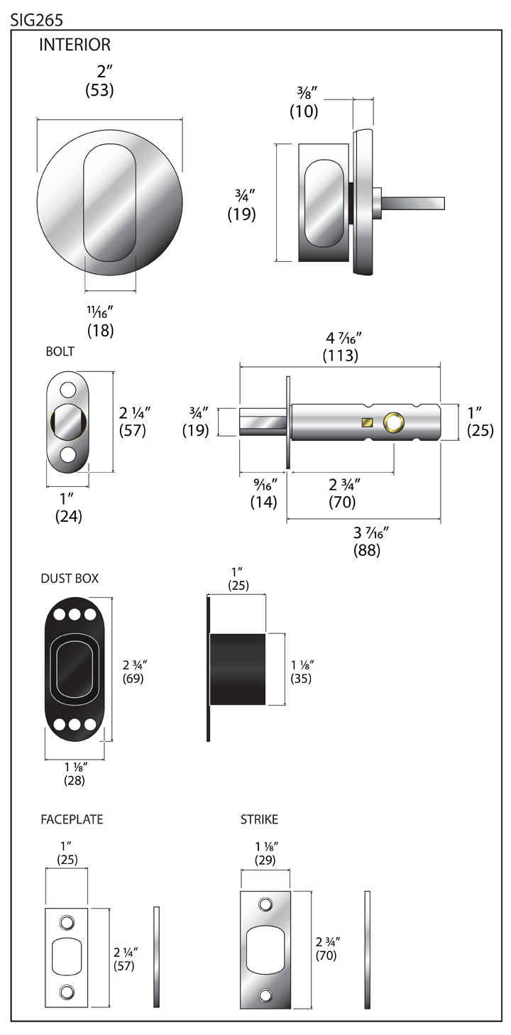 AHI Hardware Montreal Door Hardware Products No.265 Trim Only AHI